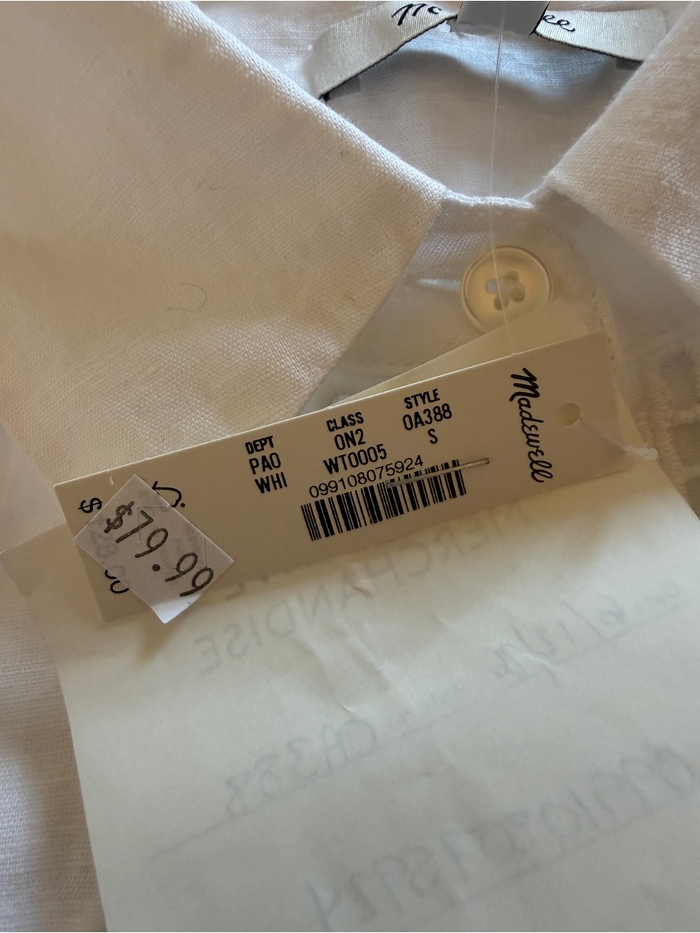 Madewell White Eyelet Boxy Crop Button-Front Shirt Size Small NWT OA388 - Picture 16 of 16